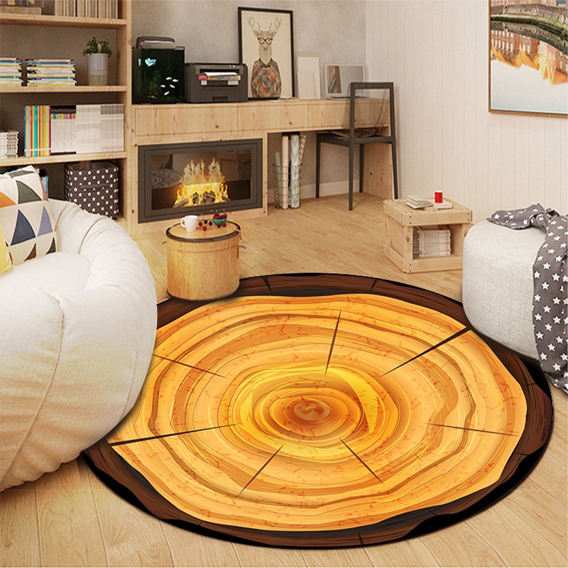 Thảm tròn trang trí hình VÂN GỖ,Thảm Decor,Thảm phòng ngủ,thảm trang trí phòng khách