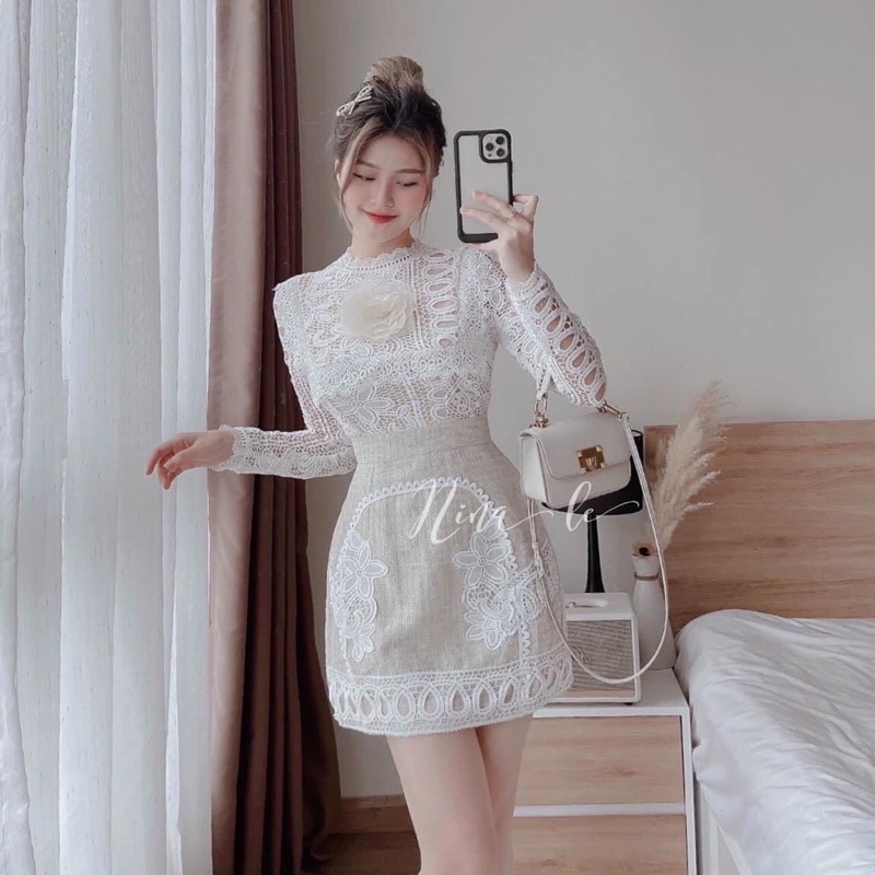 Set áo trễ vai  ren tăm kèm chân váy chữ a siêu xinh,set đầm nữ đi choie đi tiệc siêu sang