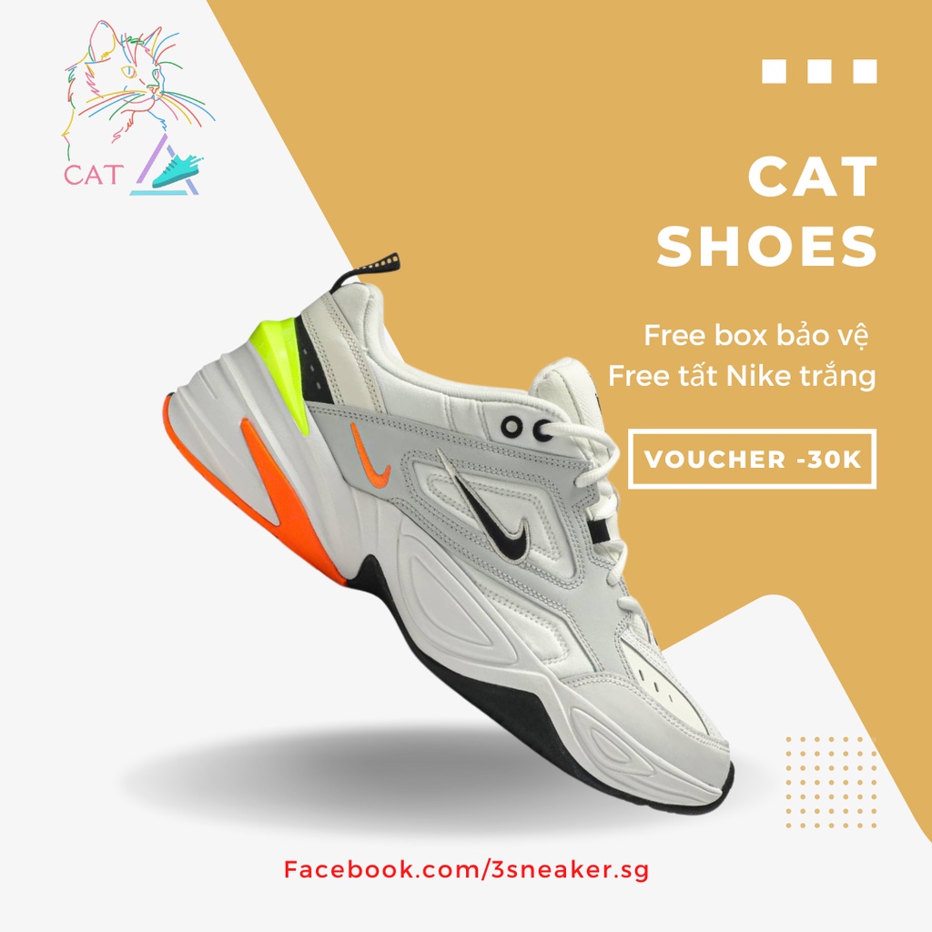 Giày Nike M2K Tekno Pure Platinum, M2K Gót Xanh Dạ Quang; Full Box, Phụ Kiện, Tặng Vớ Trắng