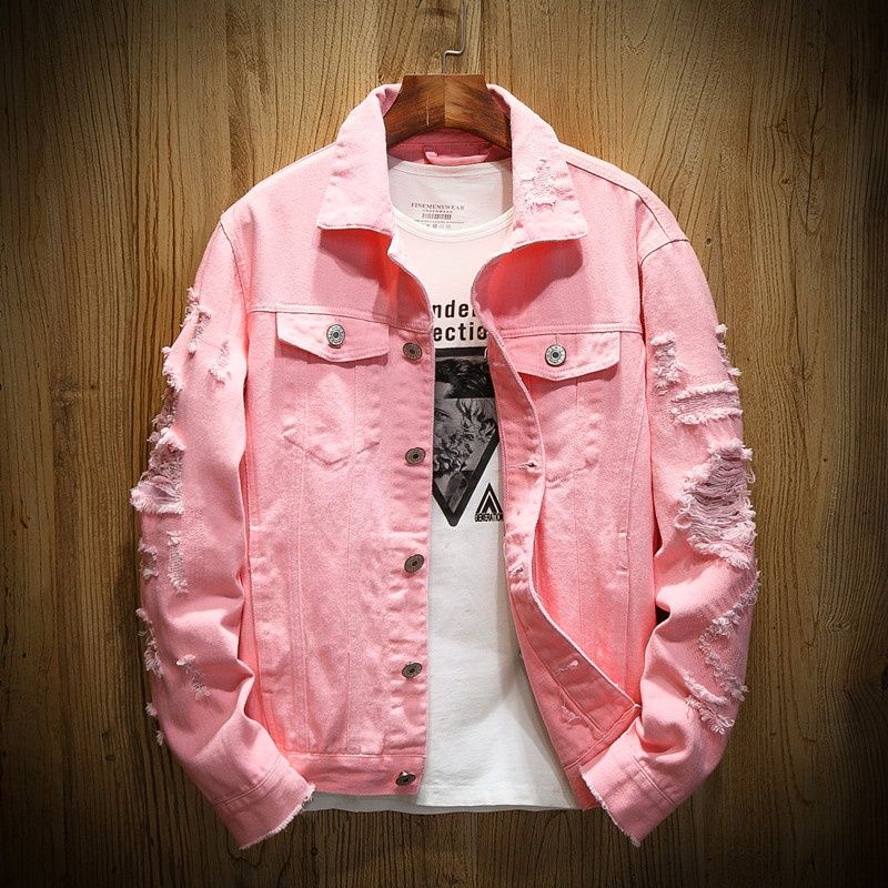 áo khoác bomber nam nỉ áo khoác dù gió áo khoác bomber nam nỉ áo khoác dù gió Áo Khoác Jean Màu Hồng plus size Thời Trang Xuân Thu Cho Nam