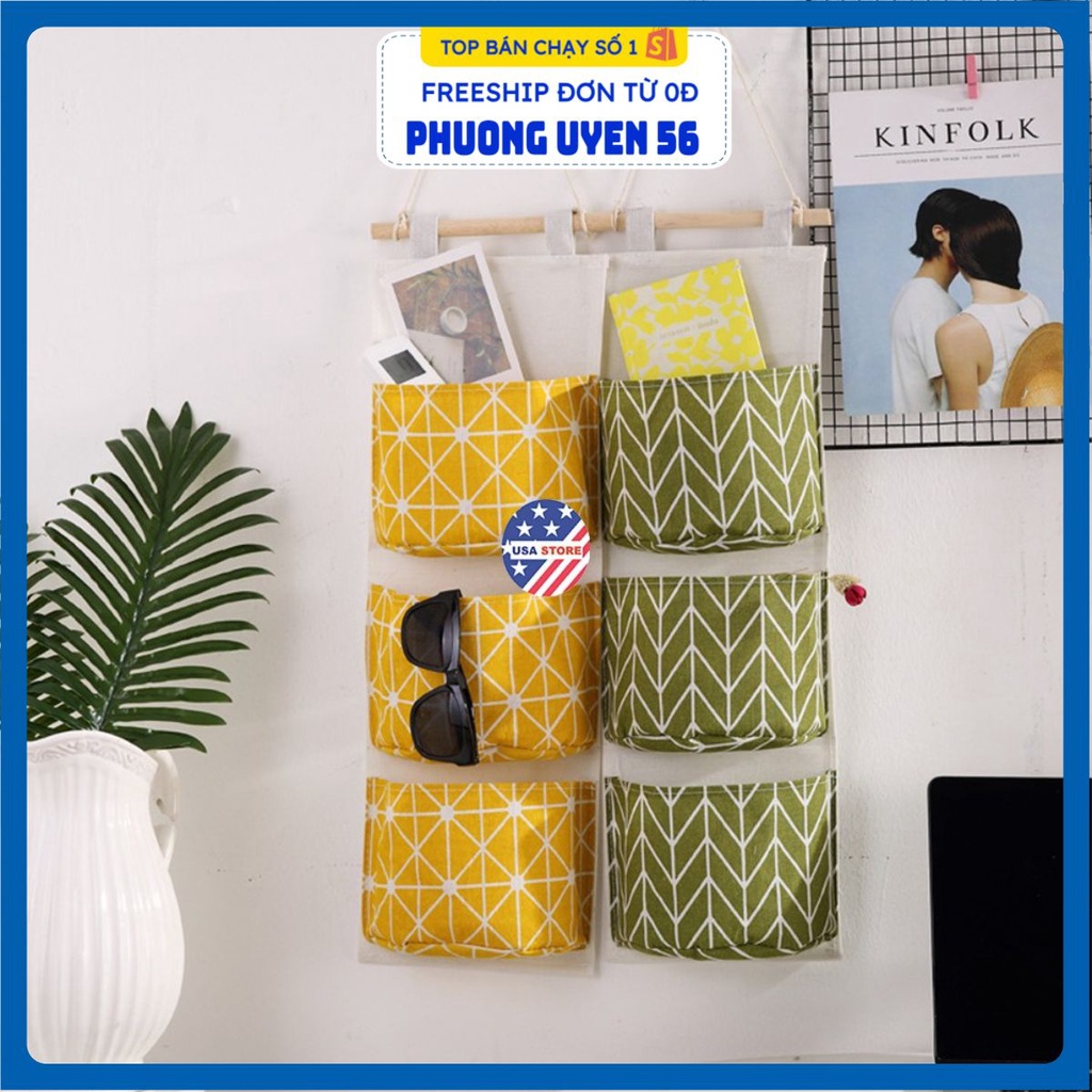 (Video Review) Túi Vải Treo Tường 3 TẦNG DÉCOR Lúa Mạch - Giỏ Đựng Đồ Nhiều Ngăn Trang Trí (Chọn Màu)