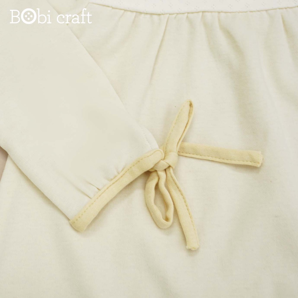 Áo đầm bé gái cổ bèo tay dài - Quần áo trẻ em Bobicraft - Cotton hữu cơ organic an toàn