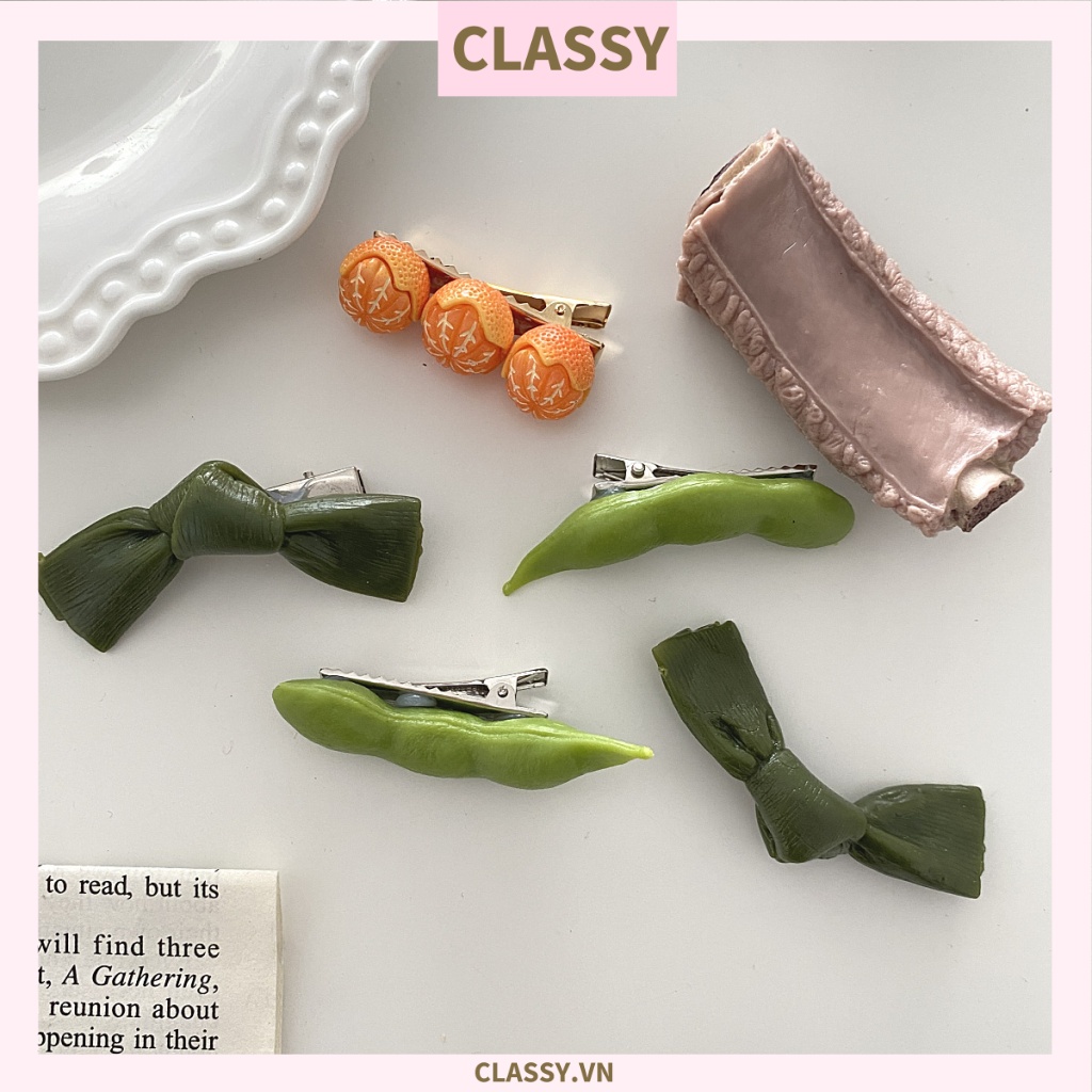 Kẹp Classy tóc dạng clip mỏ vịt, họa tiết minh họa các loại đồ ăn, tinh nghịch hài hước hot tiktok