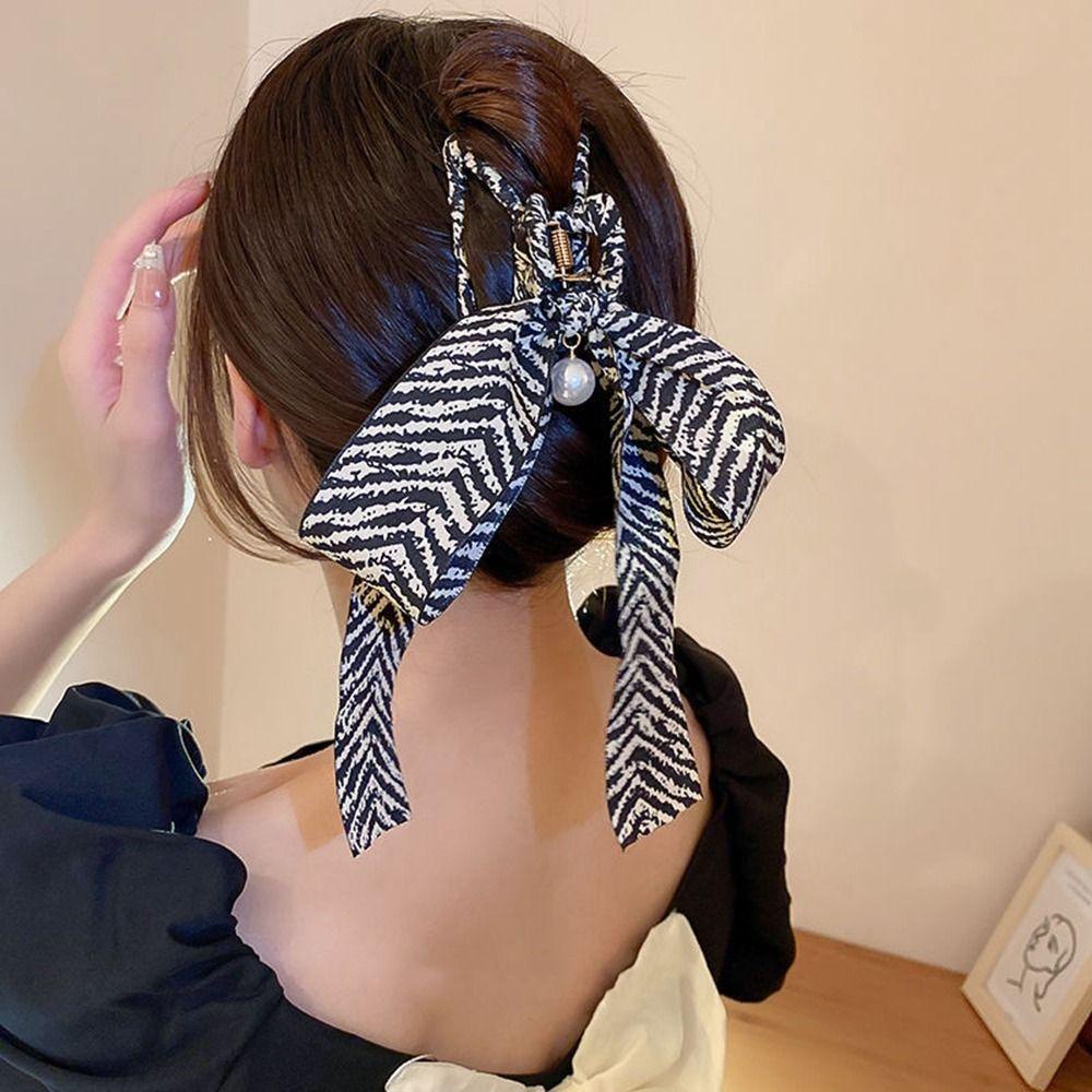 TWINKLE Kẹp Tóc Nơ Họa Tiết Kẻ Sọc Phối Tua Rua Dễ Thương Cho Nữ