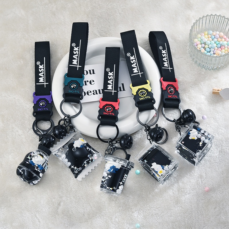 Móc Khóa Hình Ly Trà Sữa Màu Vàng Đen Sáng Tạo