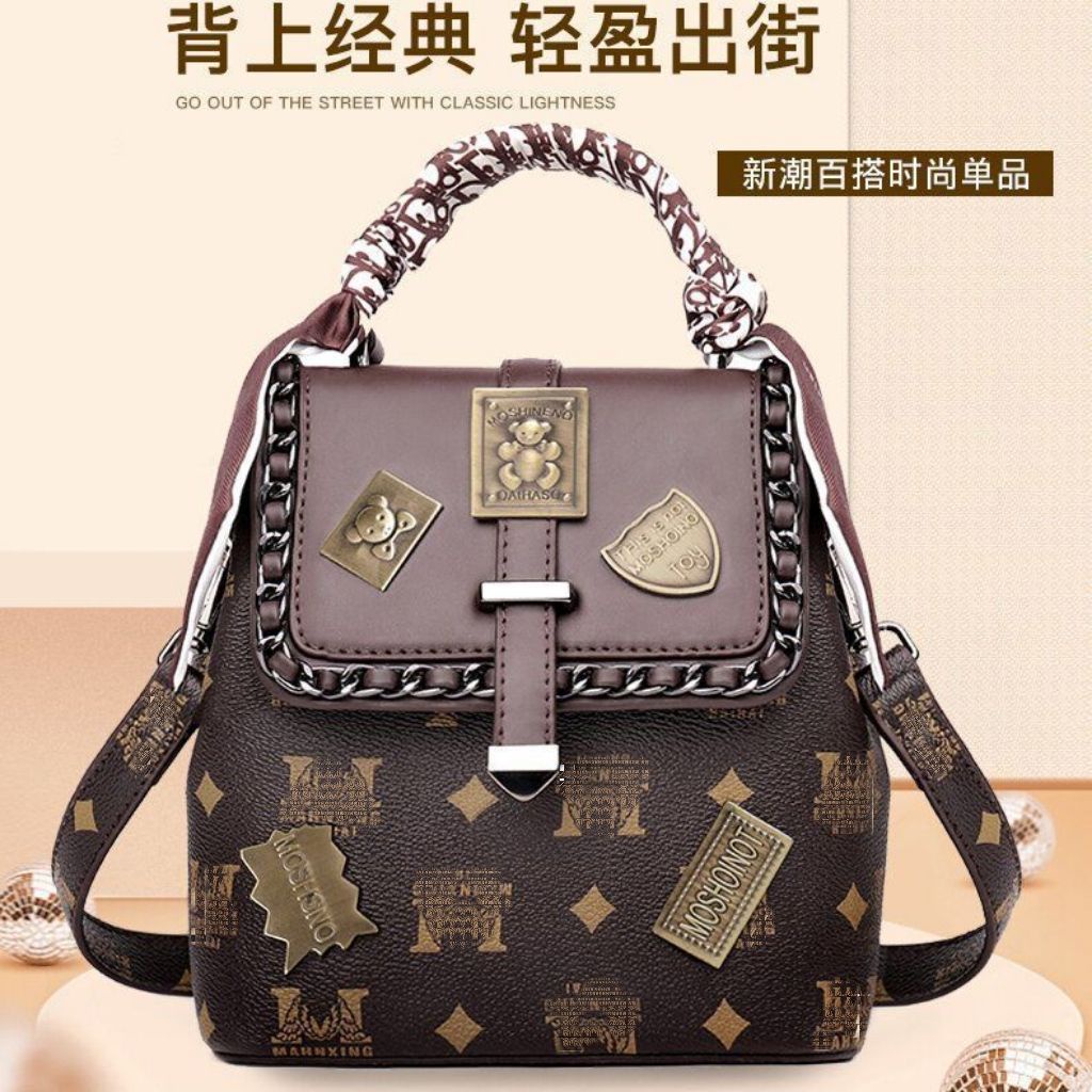 Hot backpack hot backpack women's bag new casual shoulder messenger bag large capacity badge small backpack dual-purpose bag