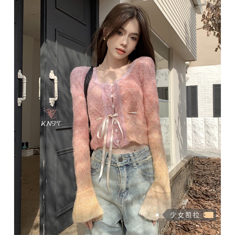 Áo Cardigan Dệt Kim Tay Dài Thời Trang Thu Đông Dành Cho Nữ