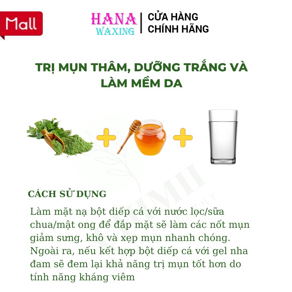 Bột Diếp Cá sấy lạnh 100% Thiên Nhiên , Mặt nạ diếp cá hữu cơ giảm mụn, trắng da, mờ thâm sạm