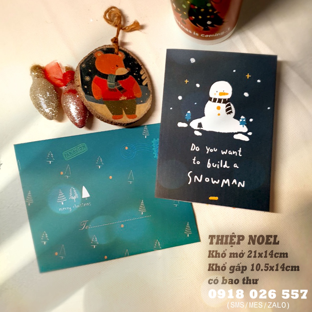[Xả hàng-Giao mẫu ngẫu nhiên] Thiệp chúc mừng Giáng sinh Merry Christmas 14x21cm - Thiệp Noel có kèm bao thư