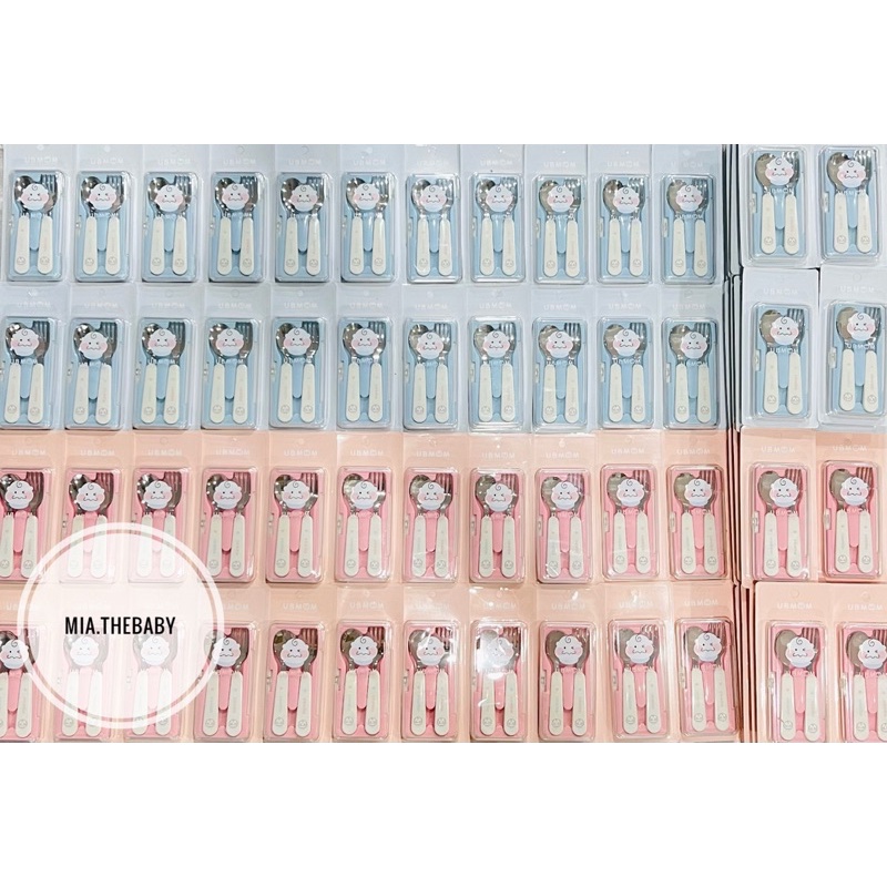 Set thìa nĩa kèm hộp đựng nội địa Hàn UBMOM cho em bé - Made in korea