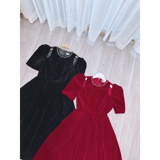 Váy nhung dáng xoè tiểu thư