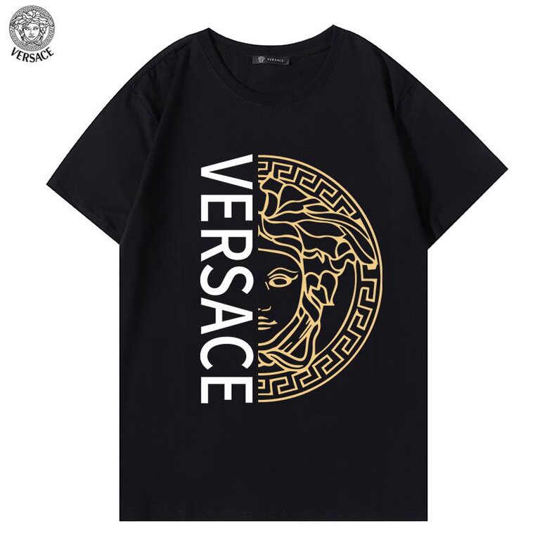 áo Thun Cotton Ngắn Tay In Logo Versace Thời Trang Cho Nam Nữ