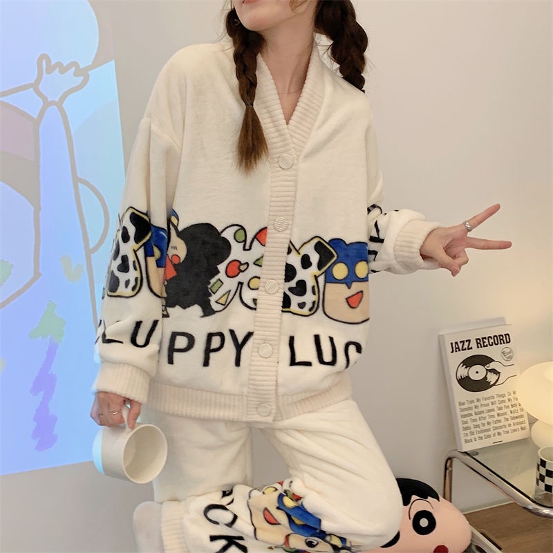 Đồ ngủ nhung san hô thu đông dày dặn flannel