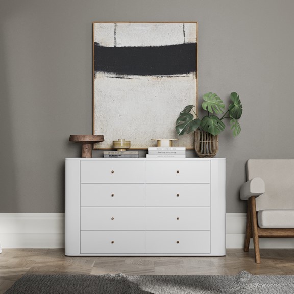 SELINA, Tủ lưu trữ đồ dùng 8 ngăn kéo DRA_275, 140x46x84cm, tủ gỗ Scandi Home