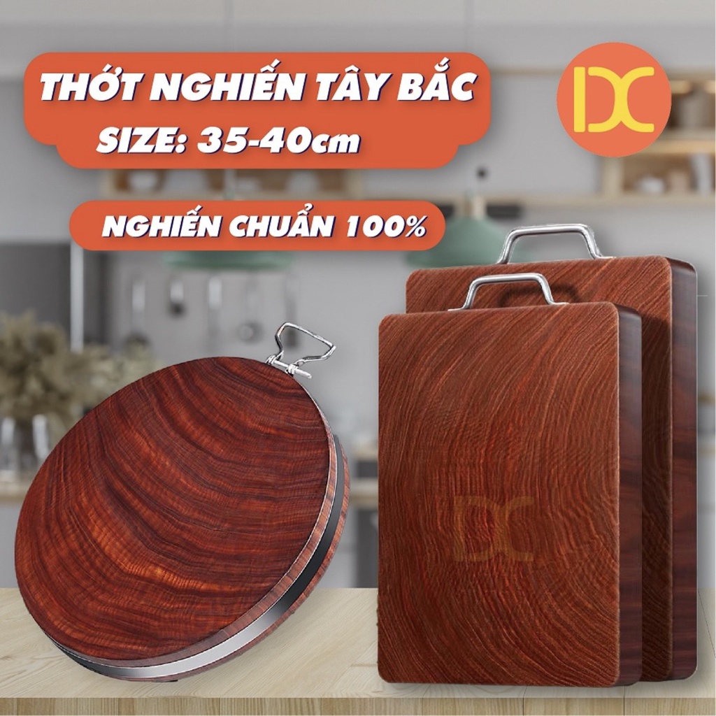 Thớt gỗ nghiến đá Tây Bắc Tròn vuông Full size thớt gỗ tròn để băm chặt đồ ăn.Cam kết không nứt, không mủn, đổ nảy cao