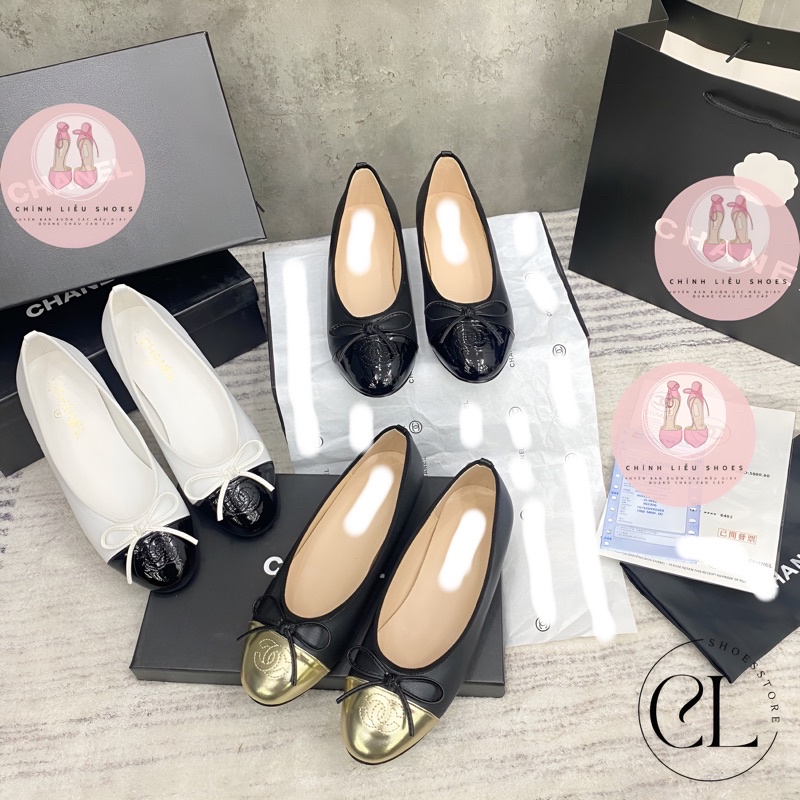 Giày búp bê đế bằng mũi tròn full phụ kiện