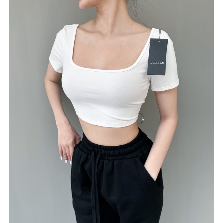 Áo croptop cổ vuông tay ngắn ANNAKIKI- A79