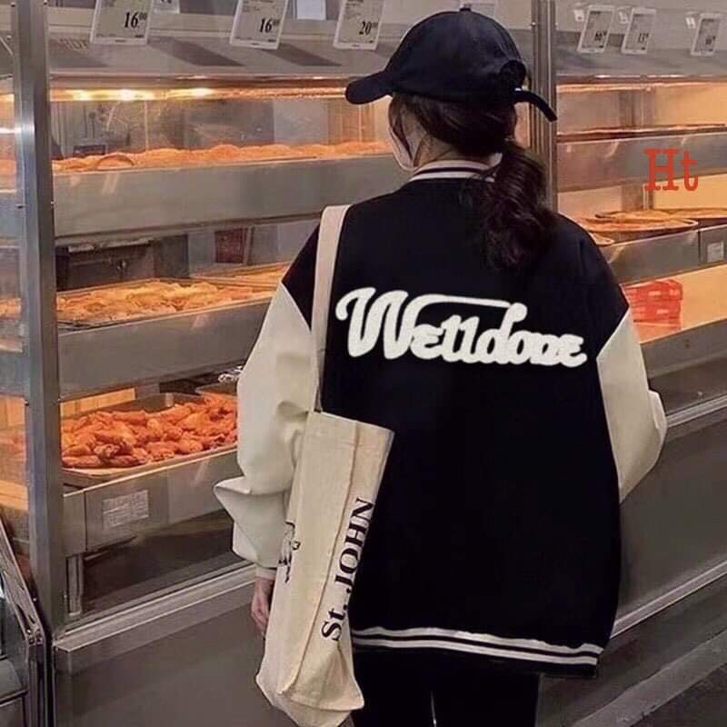 Áo khoác bomber phối tay WELL DONE hai mặt HT12