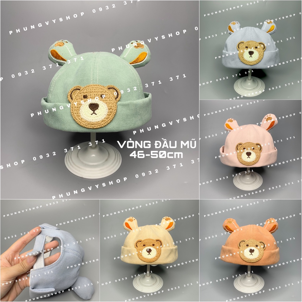 Bé 2-4 tuổi- Mũ nồi beret dễ thương Nón BEANIE NHÍ GẤU NỒI- phungvyshop trẻ em trai gái