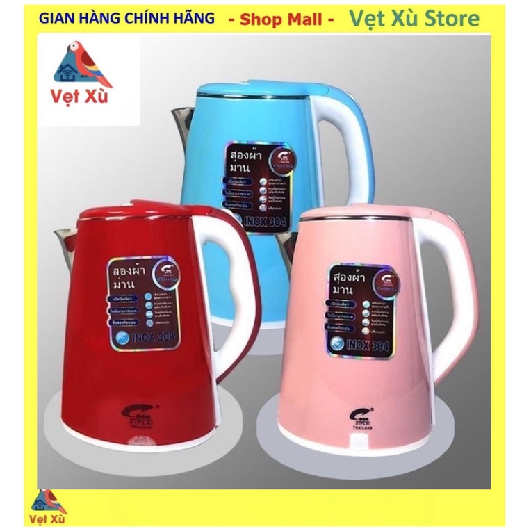 Ấm siêu tốc inox CHÍNH HÃNG cao cấp 1.8L, Bình đun nước siêu tốc mini không thủy tinh cách nhiệt an toàn tiện lợi