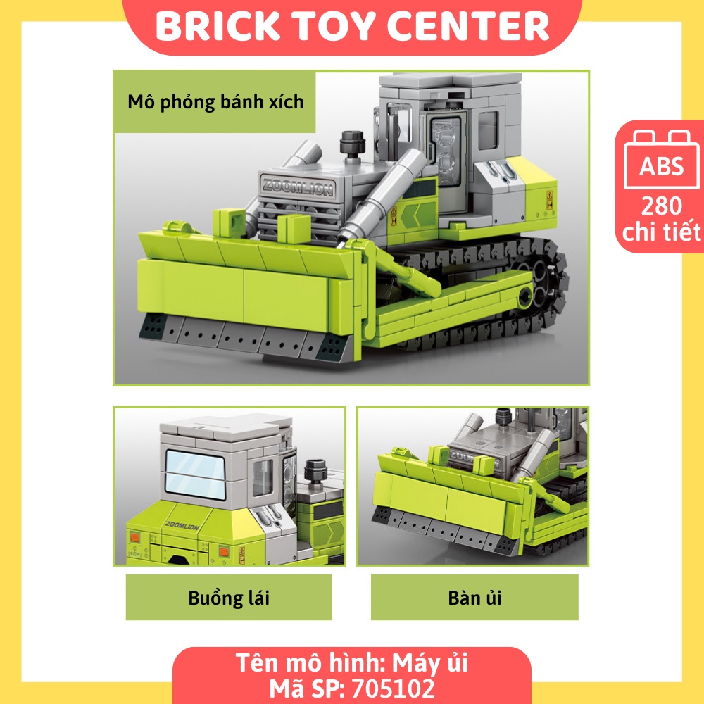 Đồ chơi lắp ráp xe công trường xây dựng cho bé mô hình xe trộn bê tông xe cần cần cẩu máy xúc máy ủi