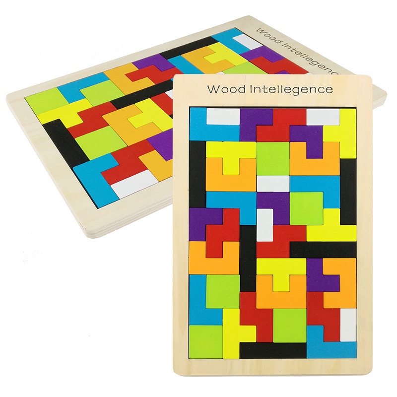 Đồ chơi xếp hình thông minh Tetris size đại - xếp gạch bằng gỗ cho bé