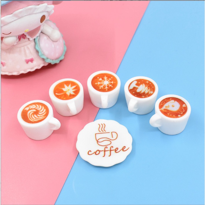 Mô hình cốc cappuccino mini trang trí nhà búp bê, nhà mô hình DIY