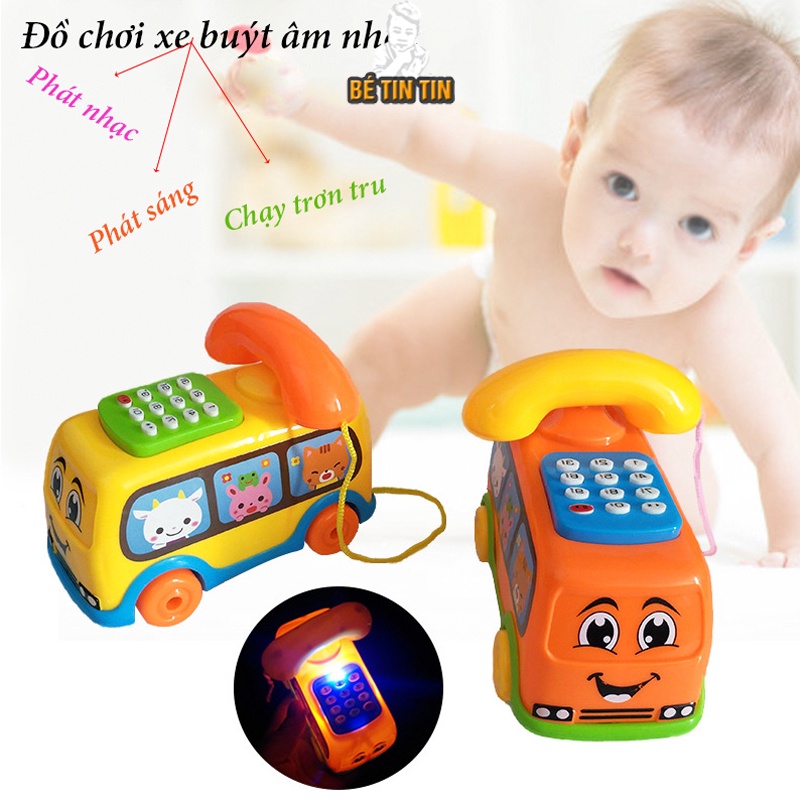 Bộ Đồ Chơi Ô Tô CHo Bé Kết Hợp Điện Thoại Phát Nhạc,Phát Sáng Kích Thích Sự Phát Triển Của Não Trẻ Dùng Pin
