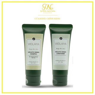 Mini Cặp dầu gội đầu và dầu xả tóc thảo dược Weilaiya gừng
