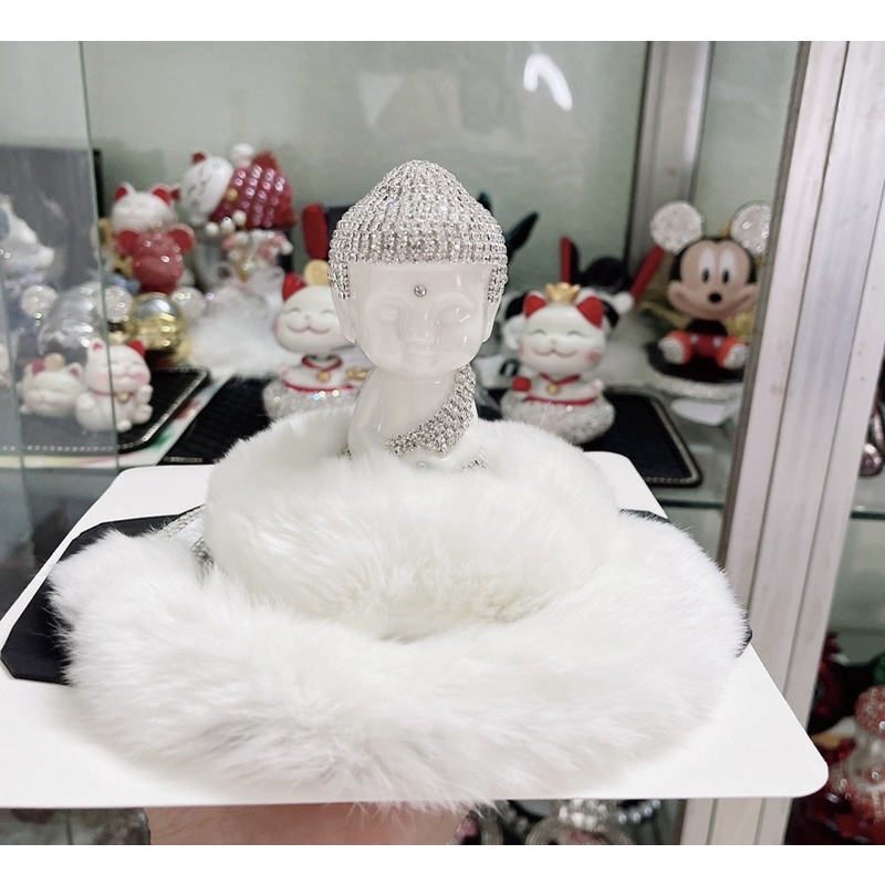 Tượng phật lông thỏ trang trí oto tặng kèm tinh dầu thơm