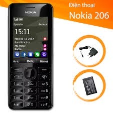 Điên thoại nokia 206 2 sim,loa to, phím to, chính hãng giá rẻ tặng pin và sạc - bảo hành 12 tháng