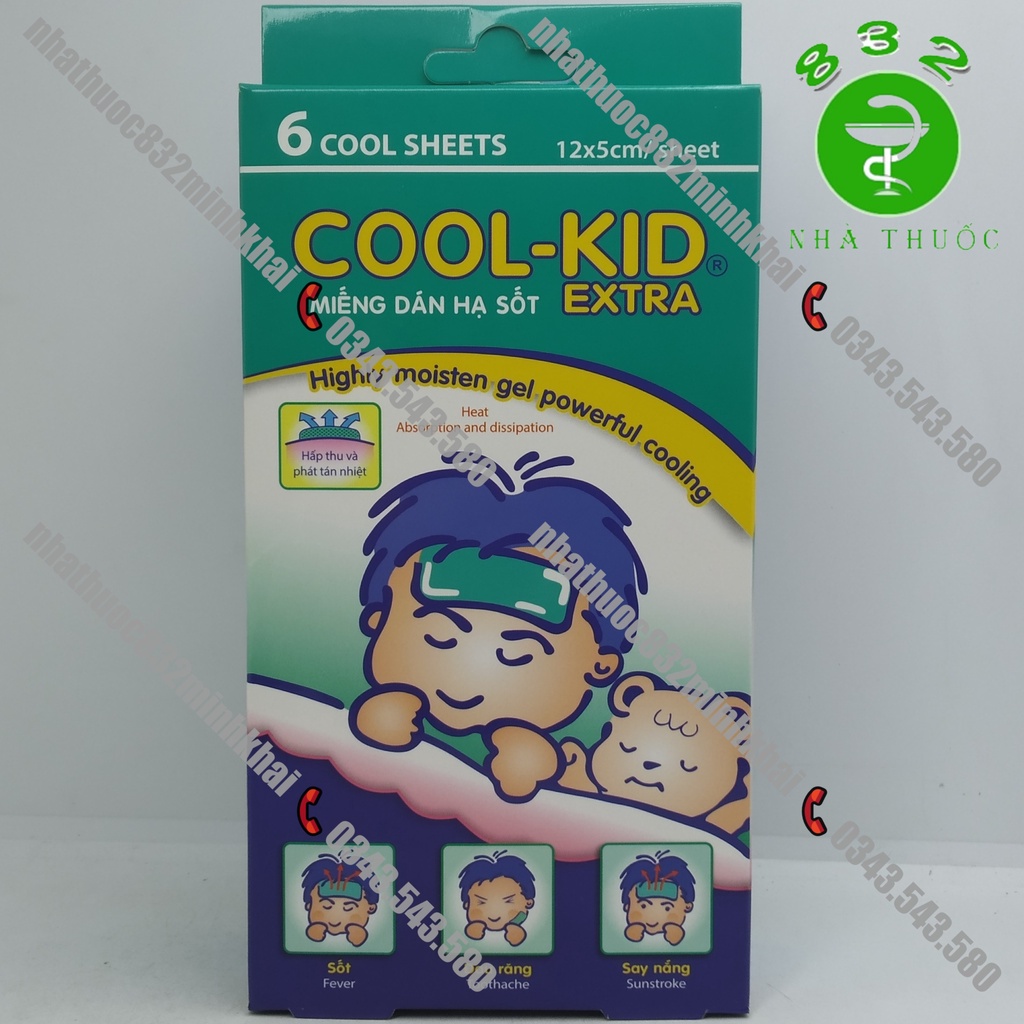 Miếng dán chườm lạnh Cool-Kid Extra giảm cảm cúm, say nắng, sốt, đau răng, ngăn ngừa co giật