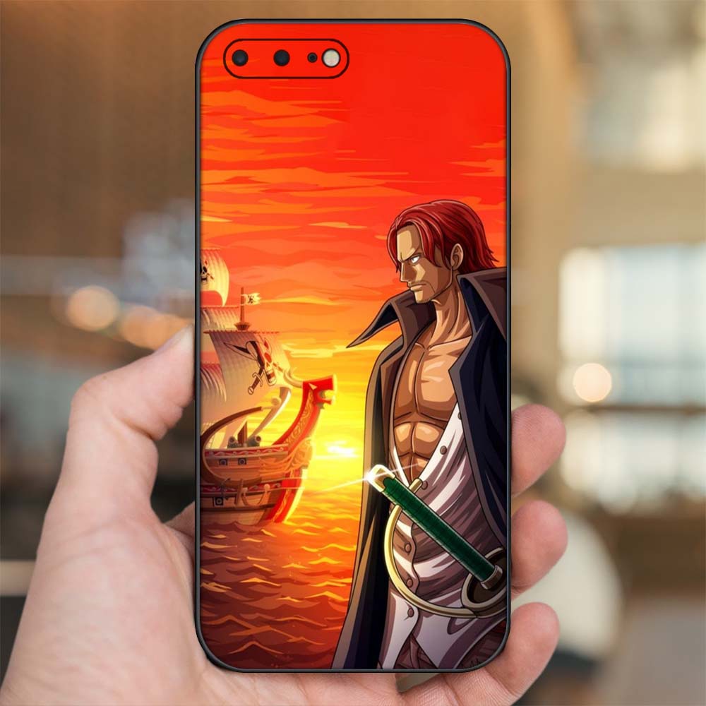 Ốp lưng iPhone 7 Plus, 8 Plus dẻo đen cạnh vuông in hình Shanks One Piece Đảo Hải Tặc