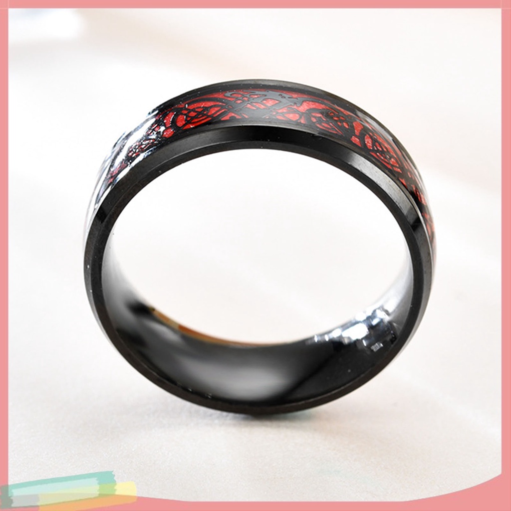 Nhẫn Nam Màu Trơn Trang Trí Hình Rồng Phát Sáng Độc Đáo