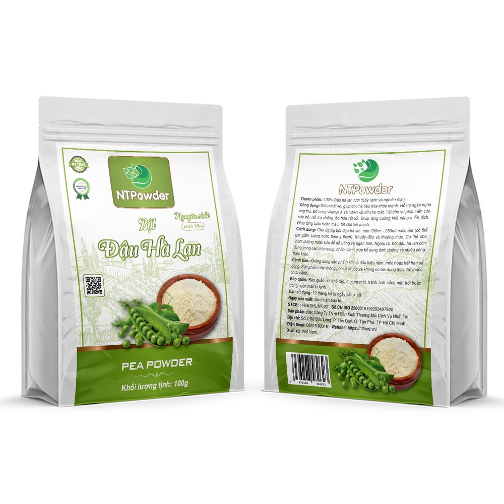 Bột Đậu Hà Lan sấy lạnh NTPowder túi 100gr - Nhất Tín Food