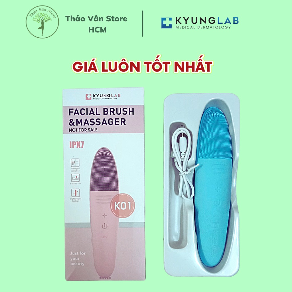 Máy rửa mặt Kyung Lab Facial Brush Massage 5 chế độ rung siêu âm 8000 lần/phút KyungLab