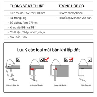 Giá đỡ Microphone (ARM) và Shock Mount HyperWork MA-01 - Chính Hãng