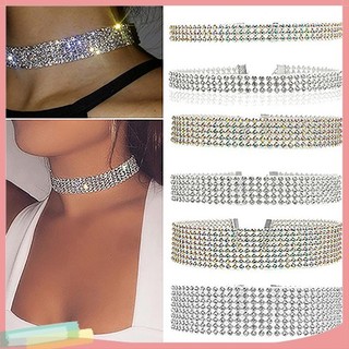 Vòng cổ choker trang trí nhiều hàng đá lấp lánh cho nữ