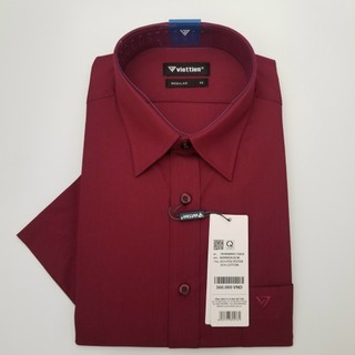Aó sơ mi nam màu ĐỎ ĐÔ ngắn tay Việt Tiến , chính hãng , cao cấp – form suông  REGULAR- tà bầu . SHOP HỨA