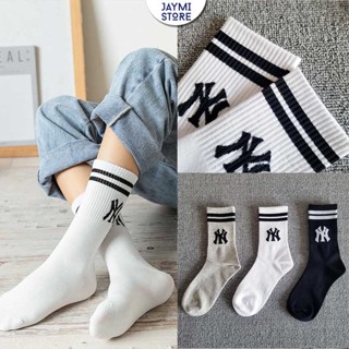 Tất ny cao cổ, Tất cổ cao thể thao nam nữ in chữ NY cotton cao cấp
