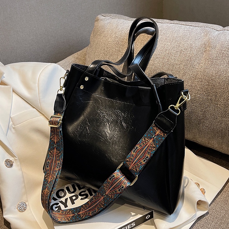 Túi Đeo Chéo Màu Cà Phê Cỡ Lớn Phong Cách retro Thời Trang Cho Nữ