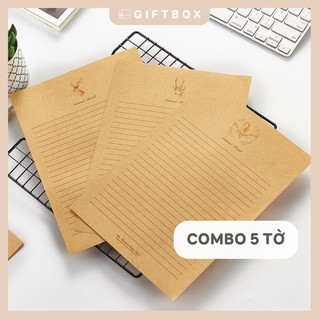 Giấy viết thư combo 5 tờ giấy viết thư kraft vintage cổ điển viết thư làm thiệp sinh nhật chúc mừng giáng sinh handmade