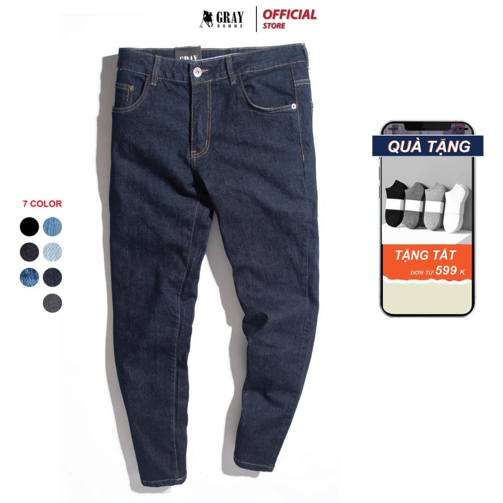 Quần Jean Nam GrayHomme Màu Xanh, Phom Ôm, Trẻ Trung, Thanh Lịch, Co Giãn Tốt BJ001 ❕