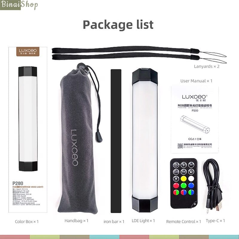 Đèn LED LUXCEO P200 RGB Mini Hỗ Trợ Quay Tiktok, Youtube, Review Sản Phẩm, Chống Nước IP67