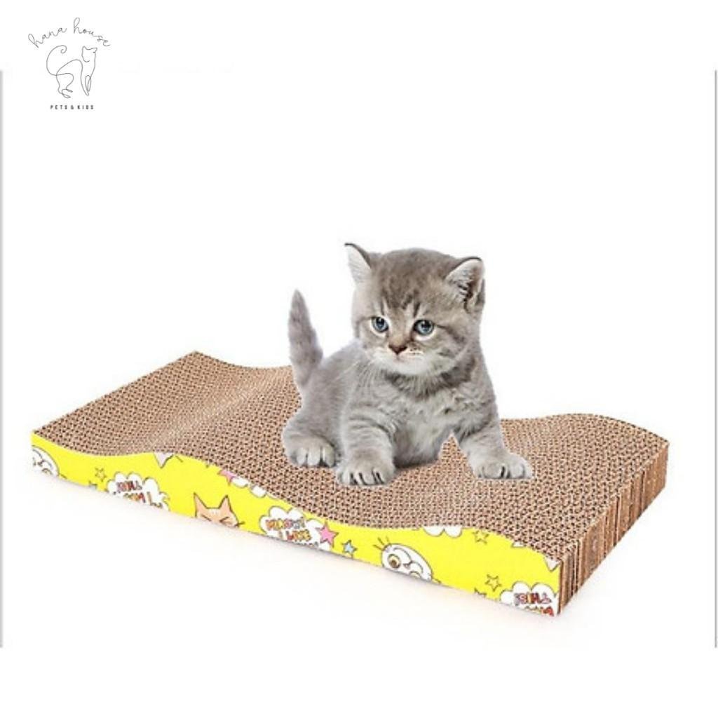 Bàn cào móng lượn sóng cho mèo - Bàn cào móng chữ M mèo giúp mèo xả stress và mòn bớt móng