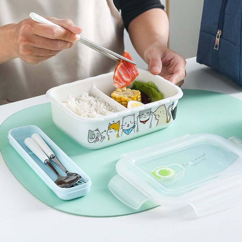 Hộp Đựng Cơm Trưa Bằng Gốm Sứ Có Nắp Đậy Dùng Được Trong Lò Vi Sóng