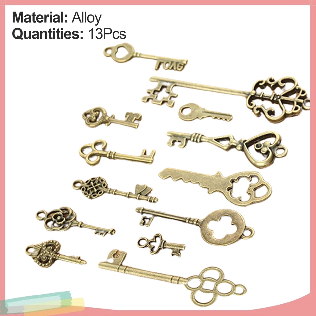 Set 13 mặt dây chuyền hình chiếc chìa khóa đa dạng kiểu Vintage độc đáo