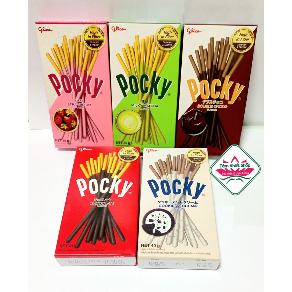 Bánh que Glico Pocky phủ kem hương socola TRÀ XANH DÂU.12_2023_2024