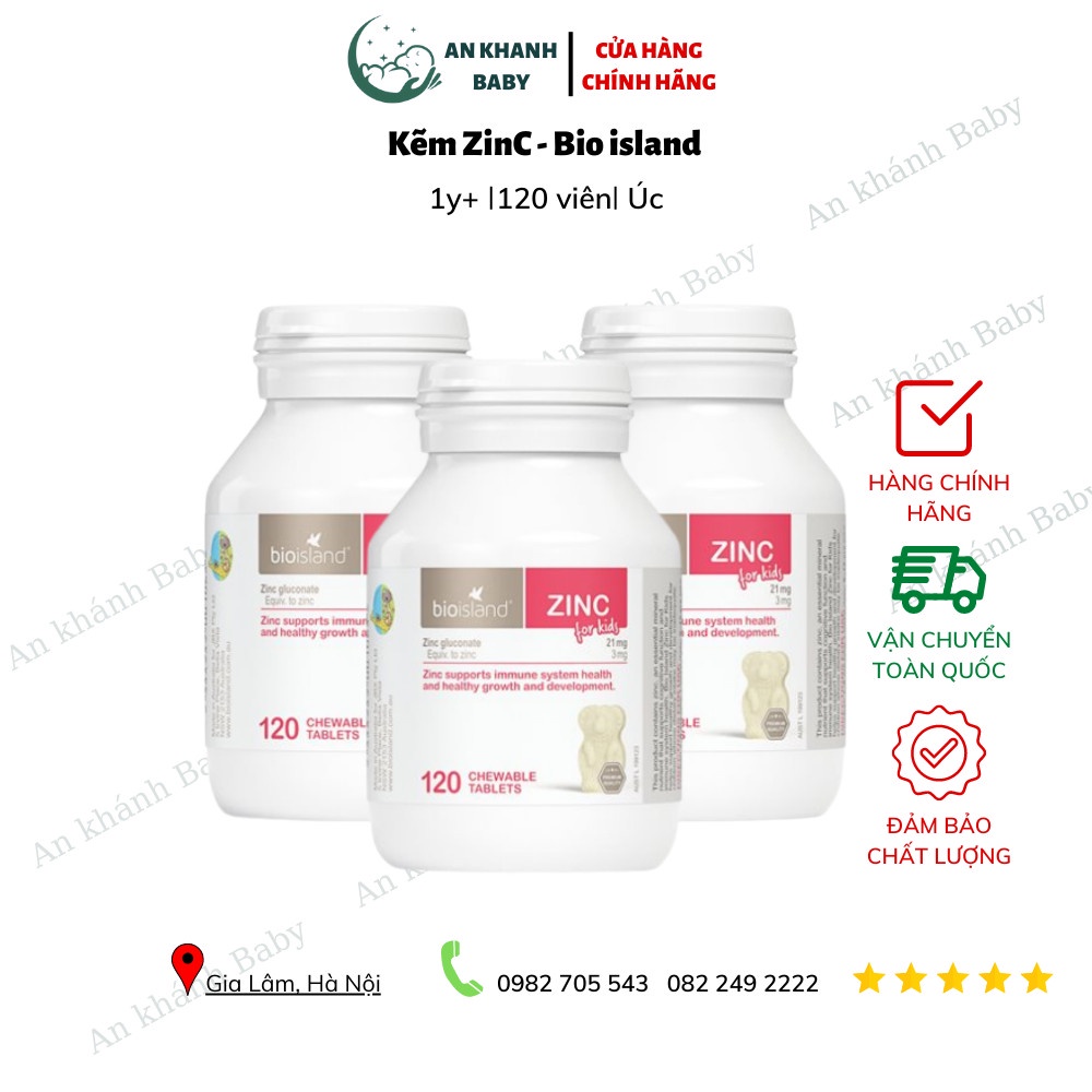 Viên bổ sung kẽm Bio Zinc Bio Island Zin C Úc 120 viên cho bé trên 1 tuổi date 2025