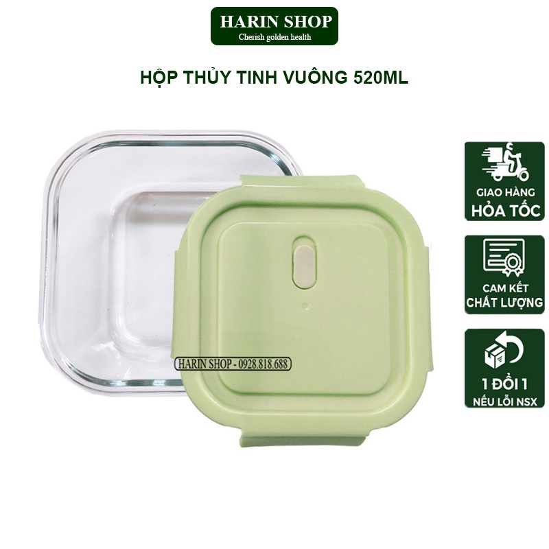 Hộp Cơm Văn Phòng - Thố Hộp Thủy Tinh Đựng Thực Phẩm Quay Được Trong Lò Vi Sóng 520ml